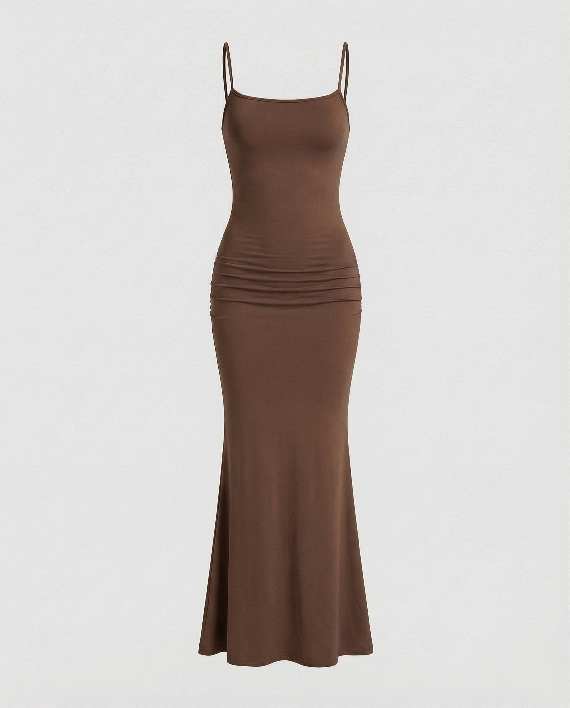 Robe maxi pour femmes avec décolleté carré et ourlet en trompette