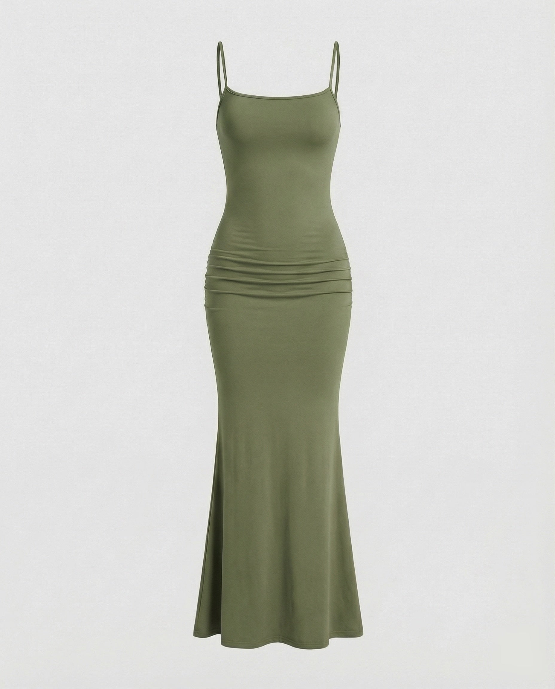 Robe maxi pour femmes avec décolleté carré et ourlet en trompette