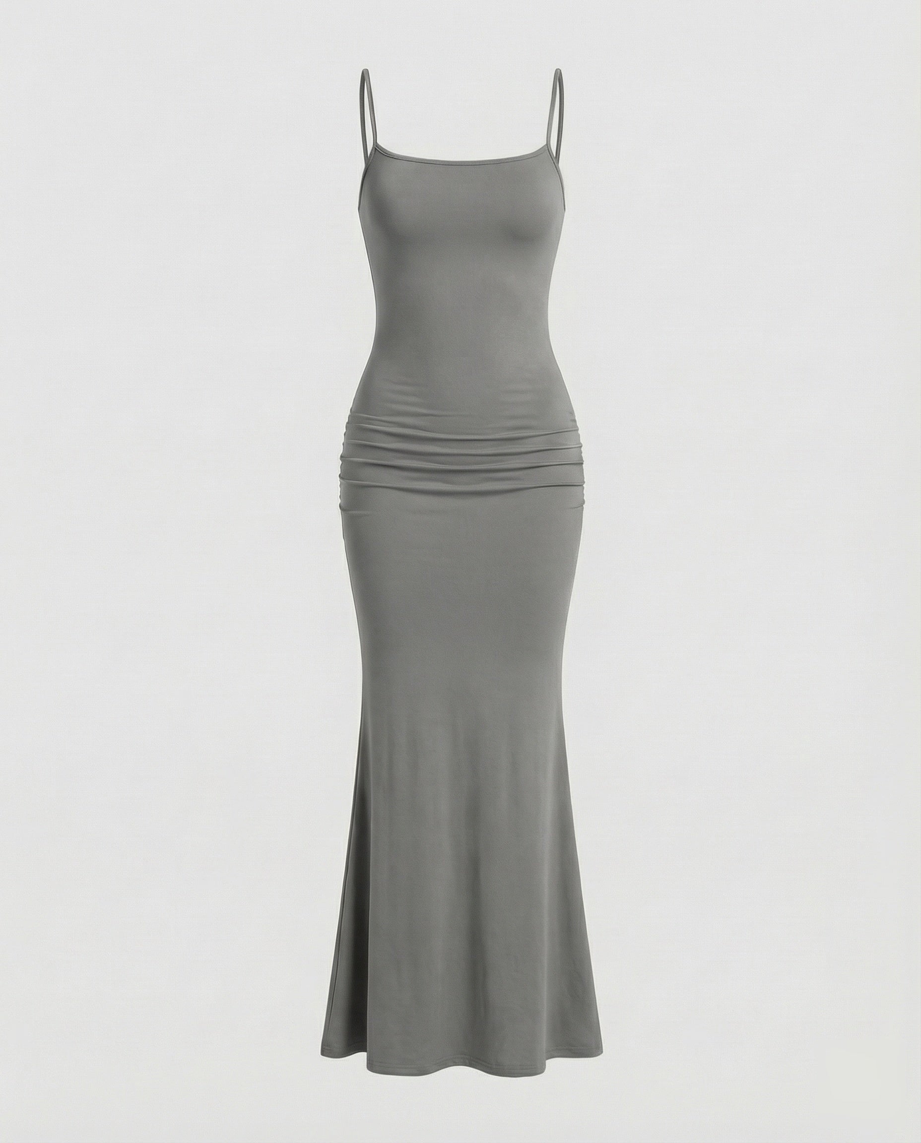 Robe maxi pour femmes avec décolleté carré et ourlet en trompette