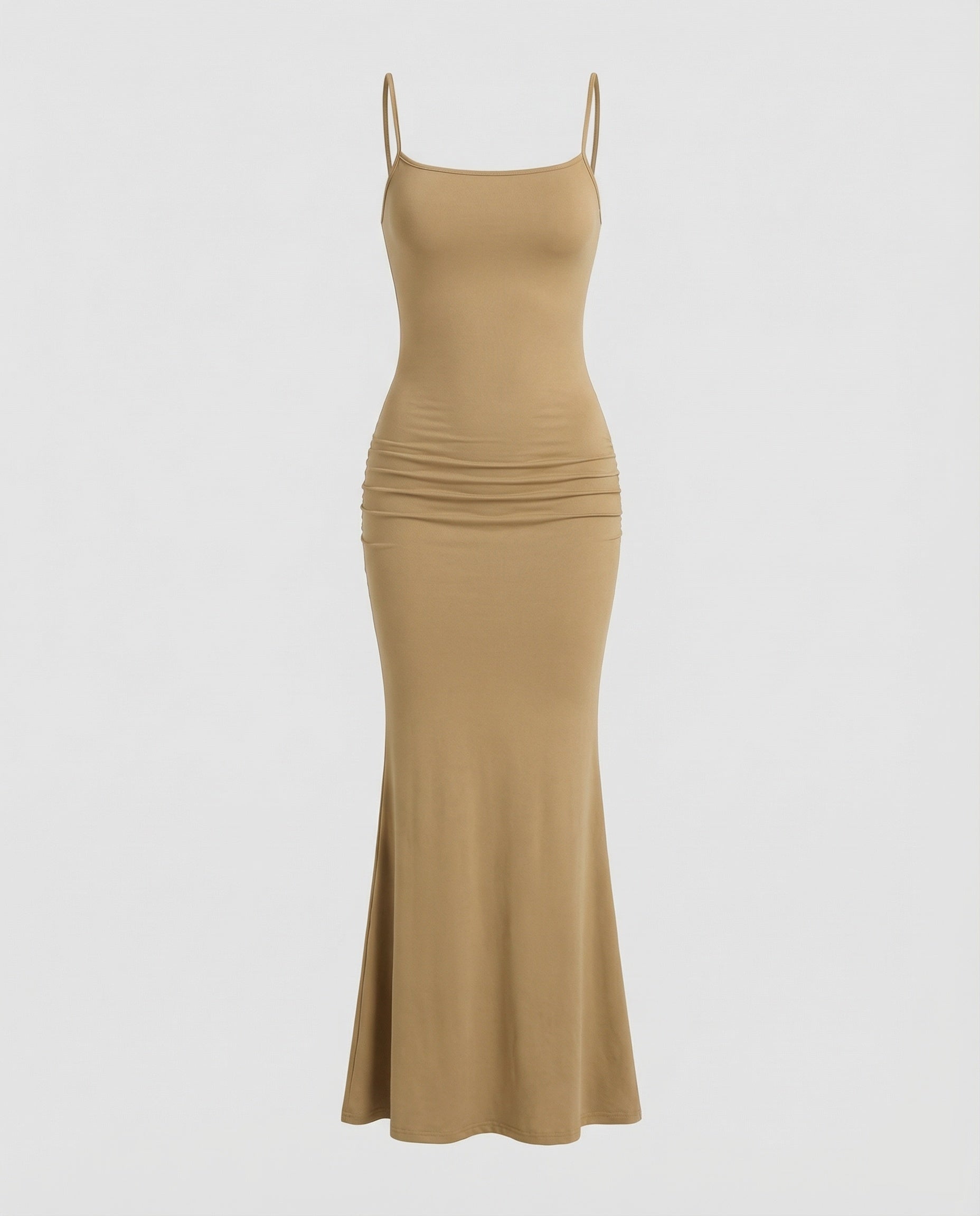 Robe maxi pour femmes avec décolleté carré et ourlet en trompette