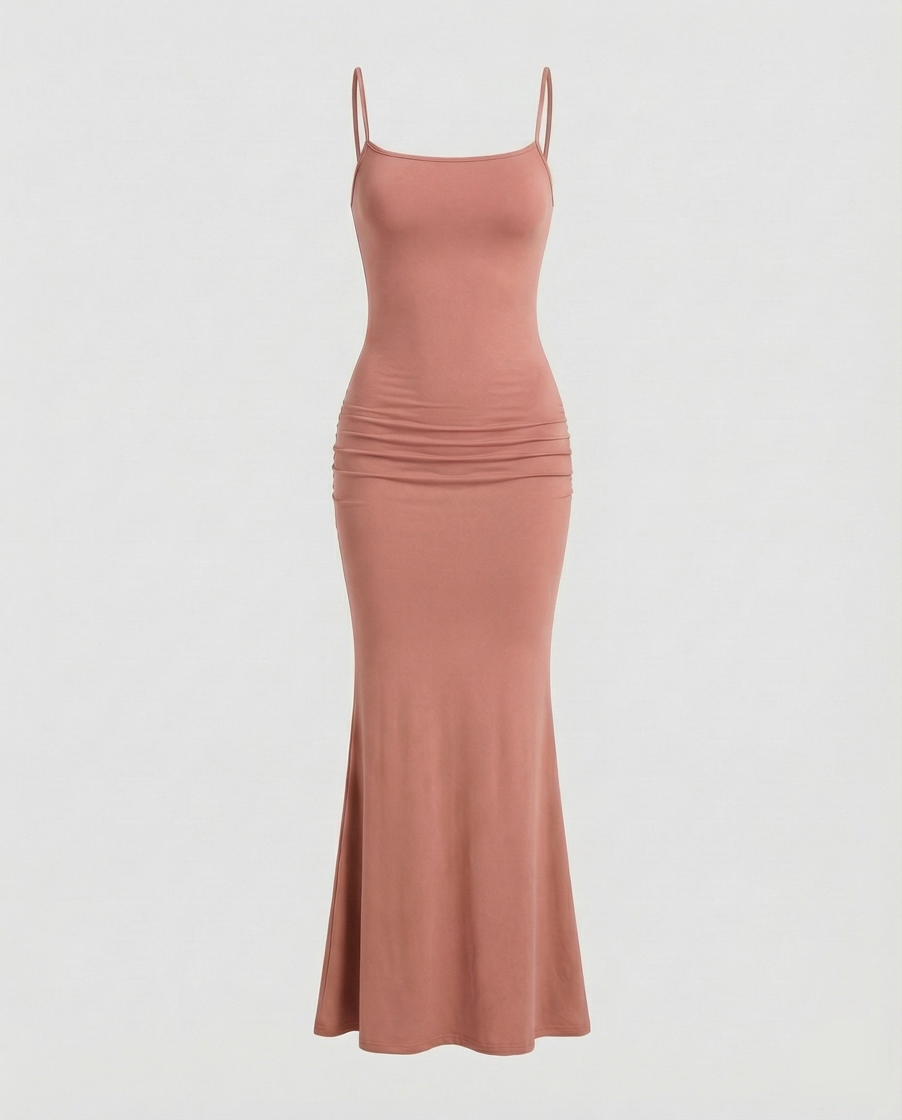 Robe maxi pour femmes avec décolleté carré et ourlet en trompette