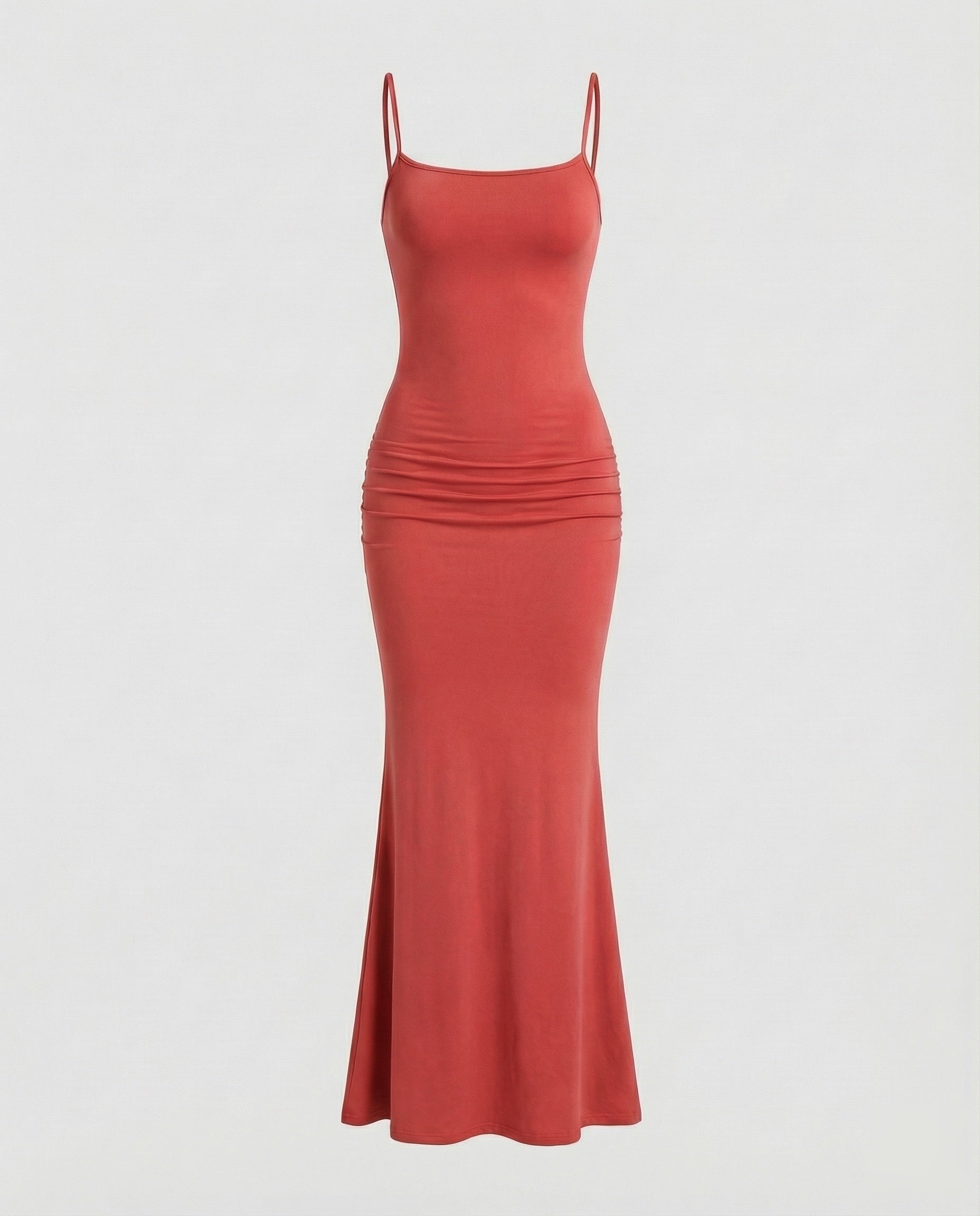 Robe maxi pour femmes avec décolleté carré et ourlet en trompette