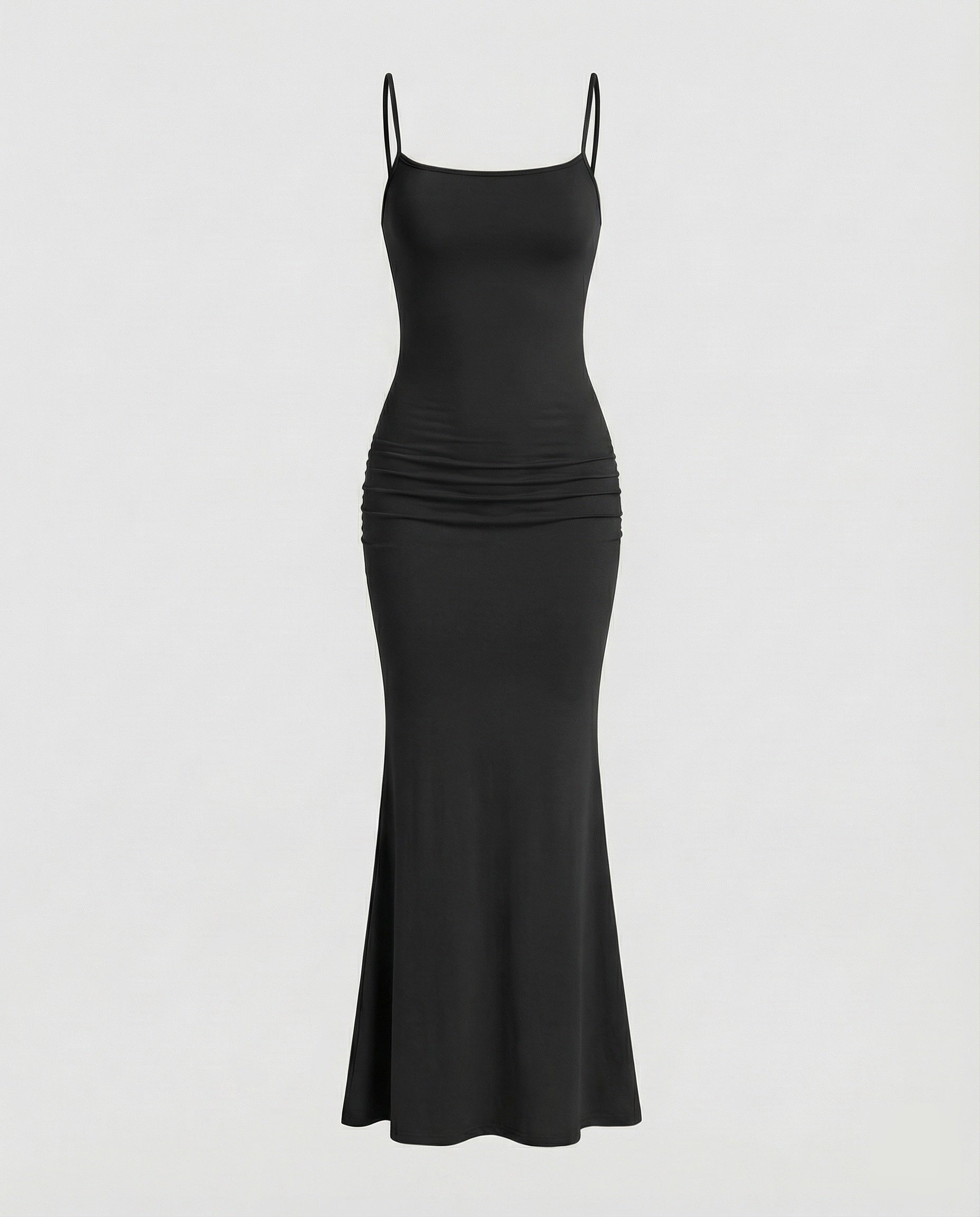 Robe maxi pour femmes avec décolleté carré et ourlet en trompette