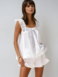 Ensemble de Shorts en Mélange de Lin à Volants