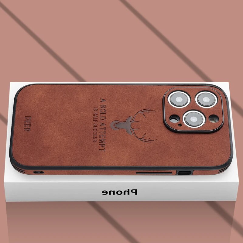 Deer - Étui en Cuir Luxe pour iPhone avec Design Élégant et Protection Antichoc