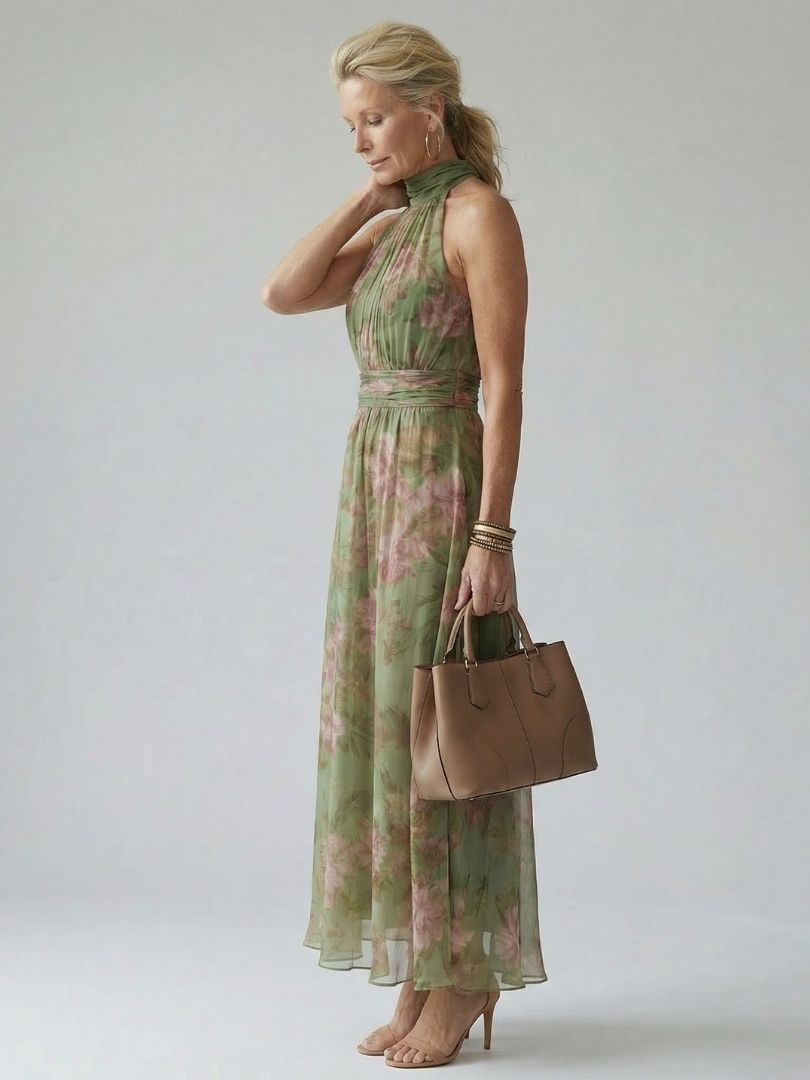 Mireille | Robe Midi à Bretelles Rassemblées