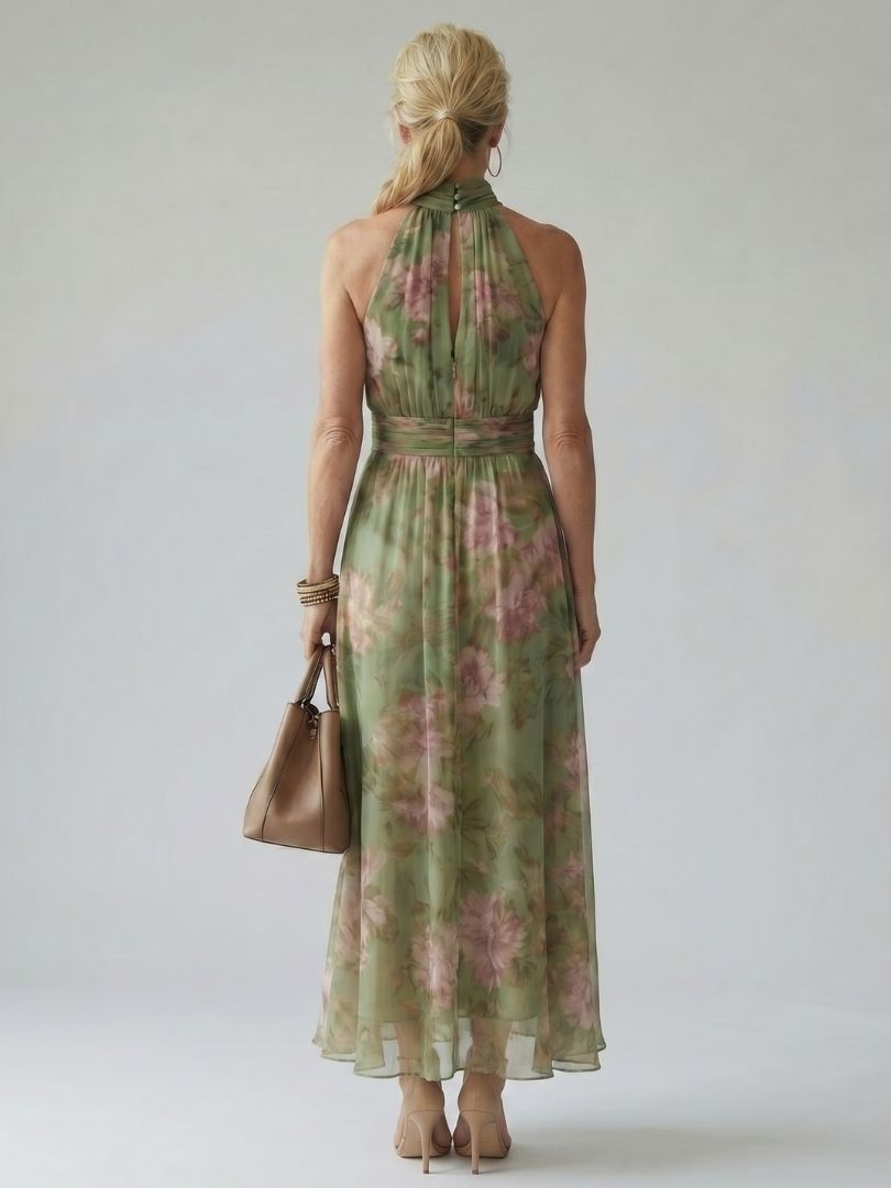 Mireille | Robe Midi à Bretelles Rassemblées