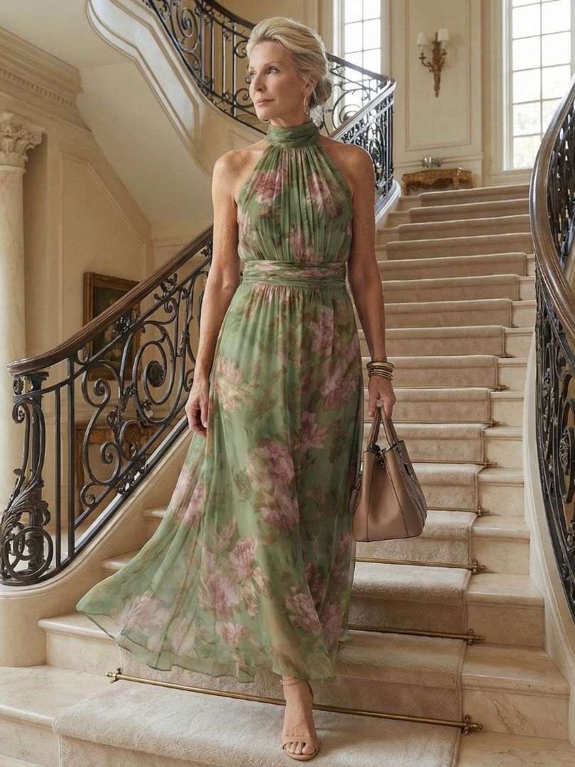 Mireille | Robe Midi à Bretelles Rassemblées