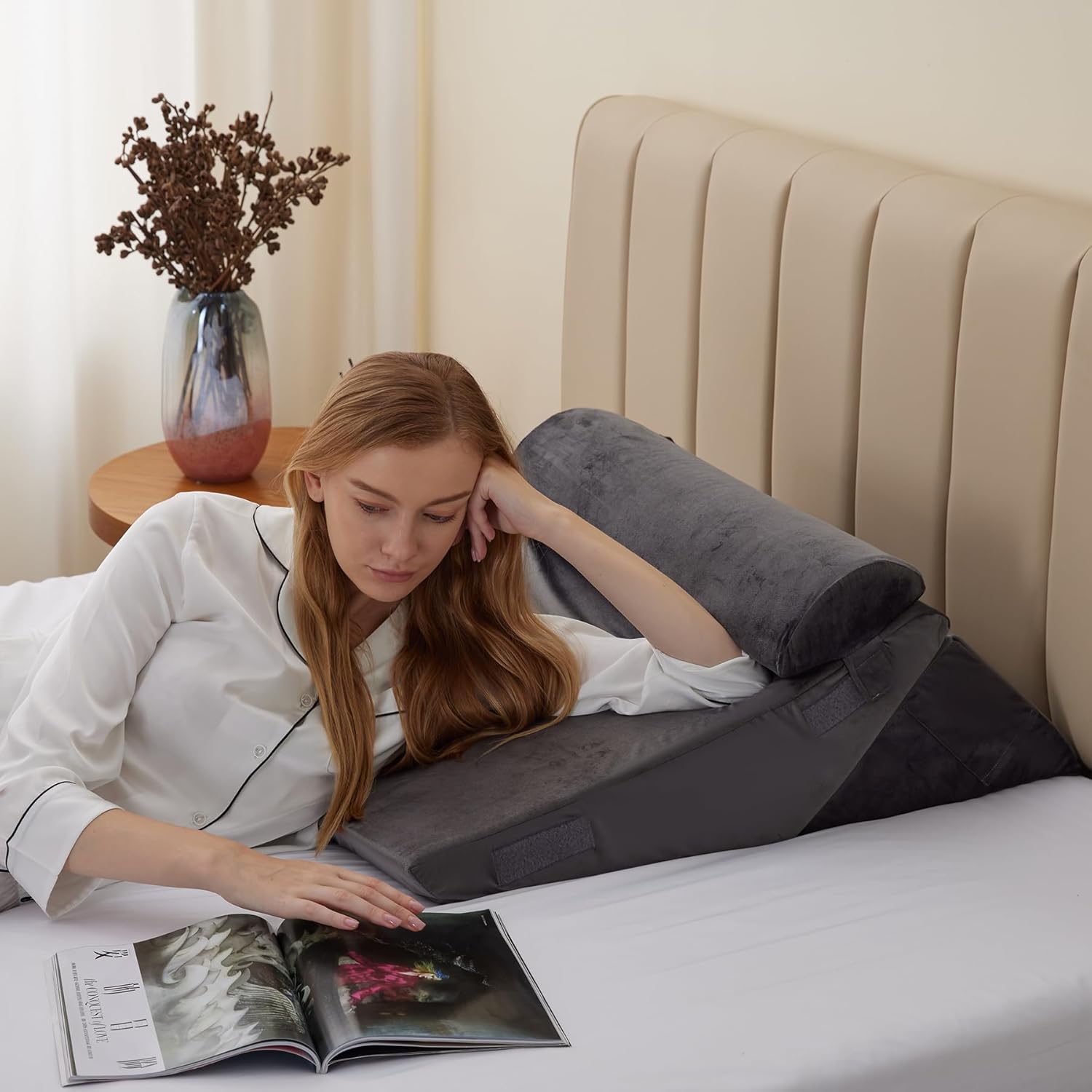 Coussin orthopédique réglable en coin RelaxPlus - Système de support en mousse à mémoire premium 7 en 1