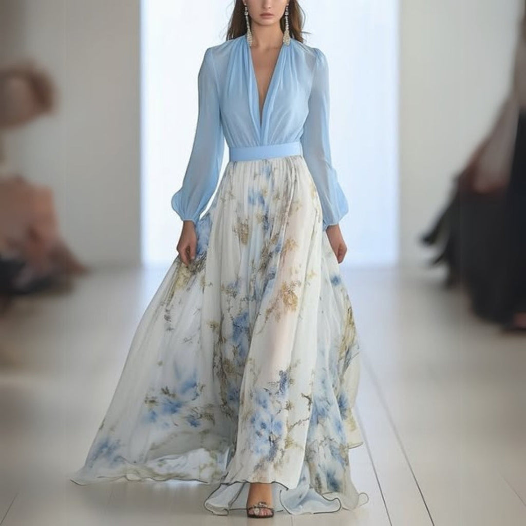 Robe Maxi Élégante à Fleurs pour l'Été