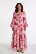 Rosalie | Robe maxi bohémienne à imprimé floral pour femmes avec manches cloche à volants