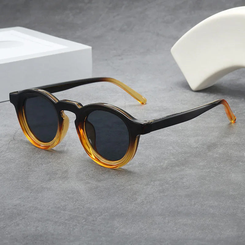 Lunettes de Soleil Ronde Rétro Monture Petite Protection UV400 Unisexe Verres Teintés