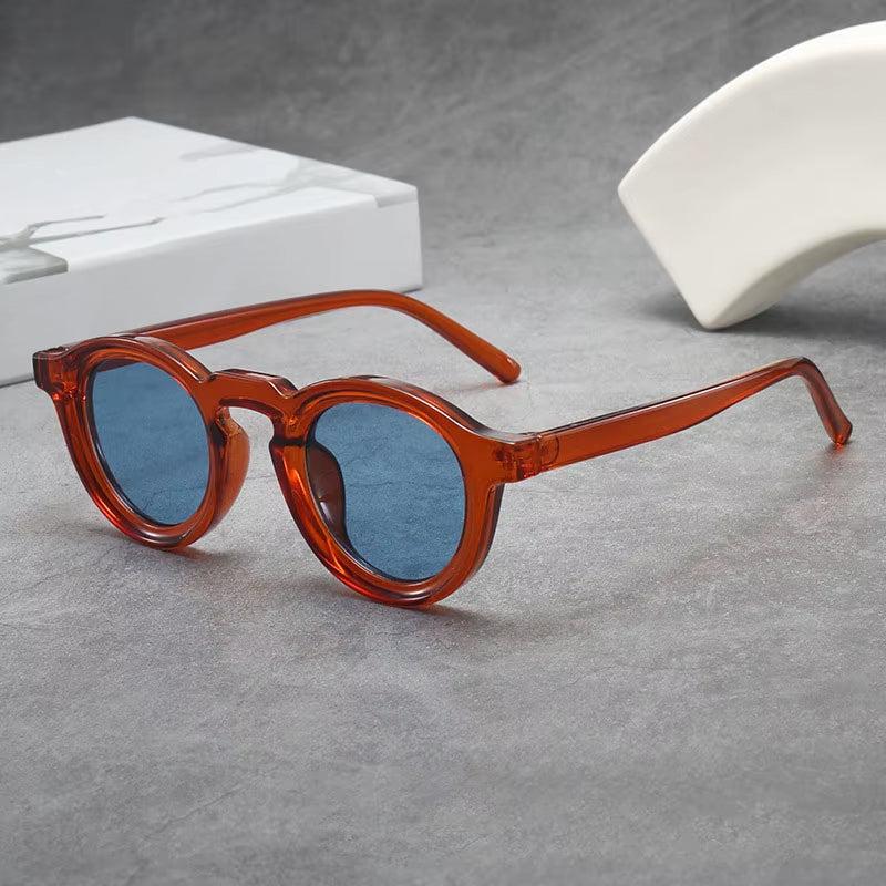 Lunettes de Soleil Ronde Rétro Monture Petite Protection UV400 Unisexe Verres Teintés