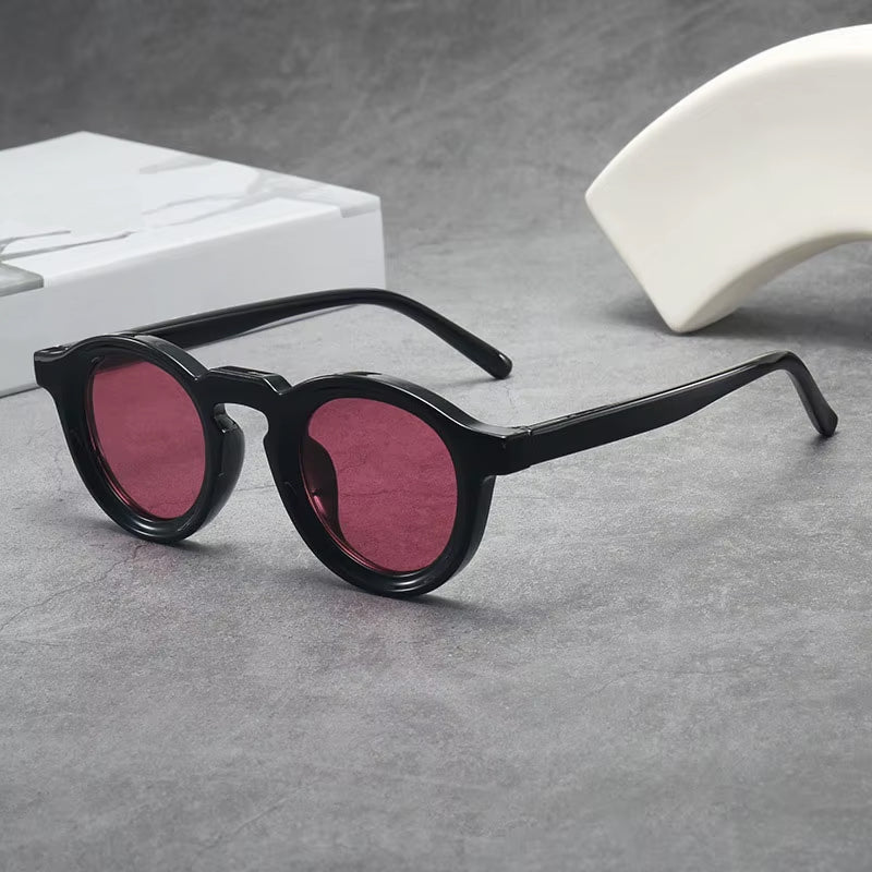 Lunettes de Soleil Ronde Rétro Monture Petite Protection UV400 Unisexe Verres Teintés