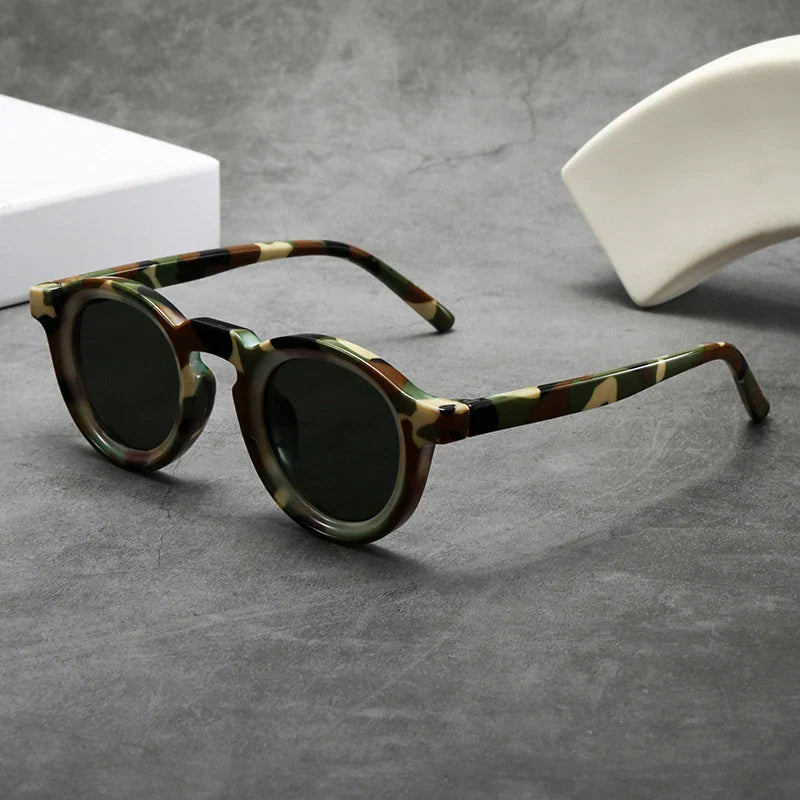Lunettes de Soleil Ronde Rétro Monture Petite Protection UV400 Unisexe Verres Teintés