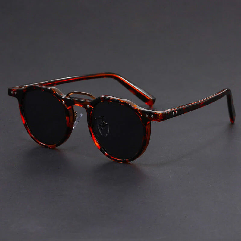Lunettes de Soleil Rondes Vintage avec Monture en Métal et Protection UV400 pour Adultes