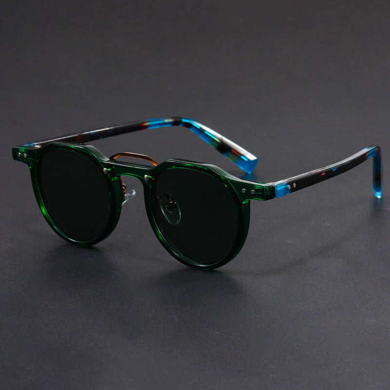 Lunettes de Soleil Rondes Vintage avec Monture en Métal et Protection UV400 pour Adultes
