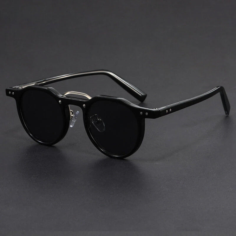 Lunettes de Soleil Rondes Vintage avec Monture en Métal et Protection UV400 pour Adultes