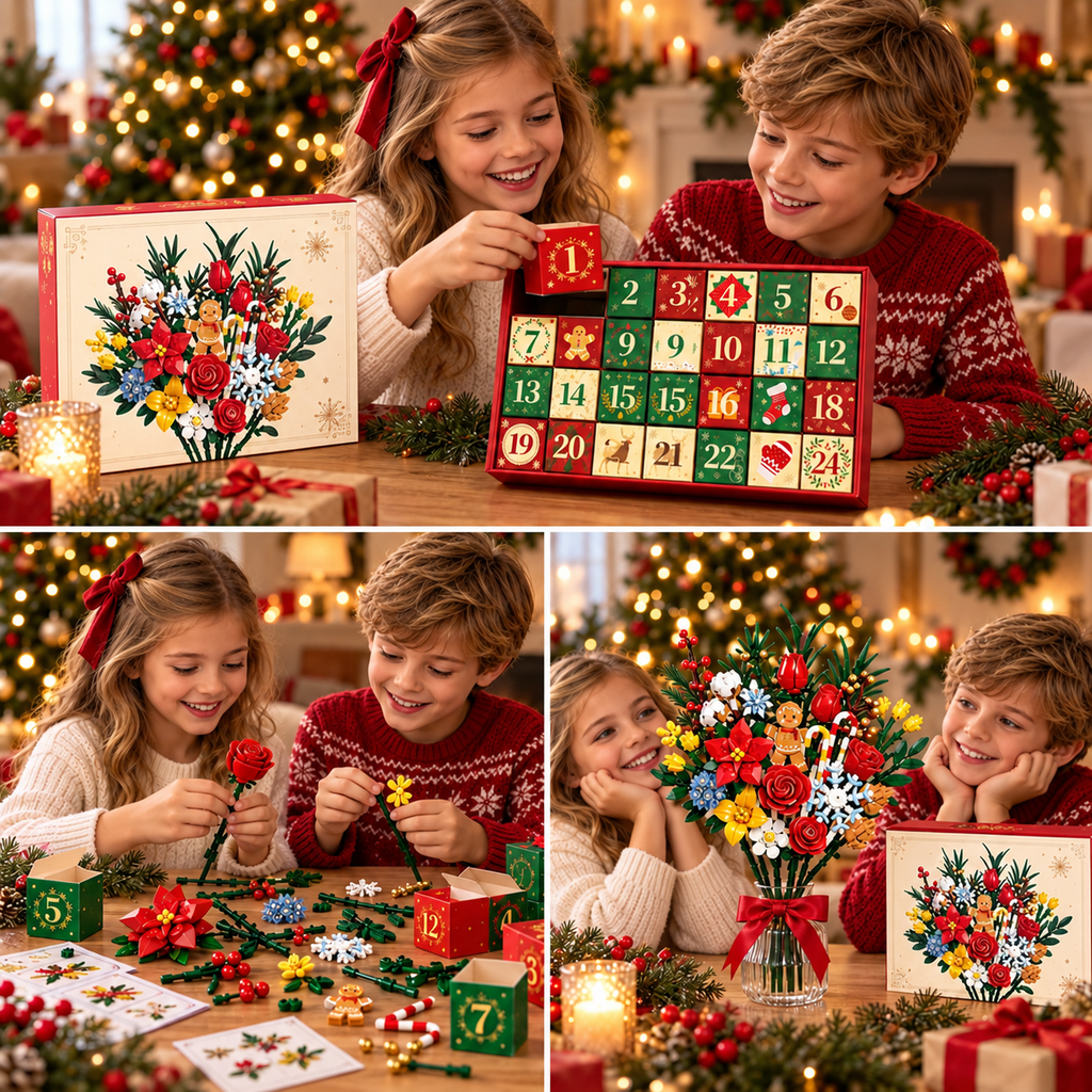 Calendrier de l'Avent Fleurs 2026 – Créez Votre Propre Bouquet de Noël Magique