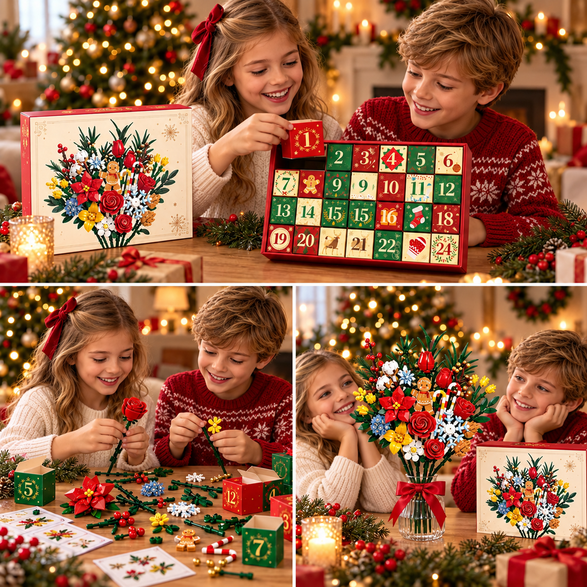 Calendrier de l'Avent Fleurs 2026 – Créez Votre Propre Bouquet de Noël Magique