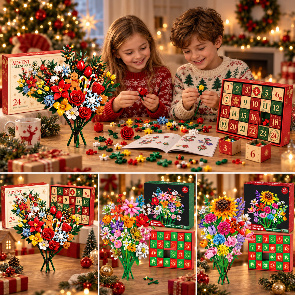 Calendrier de l'Avent Fleurs 2026 – Créez Votre Propre Bouquet de Noël Magique