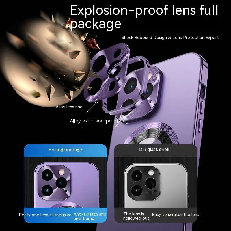 Étui 360° Écran Complet Lentille Métal Magnétique Magsafe Coques Aluminium pour iPhone 15 14 13