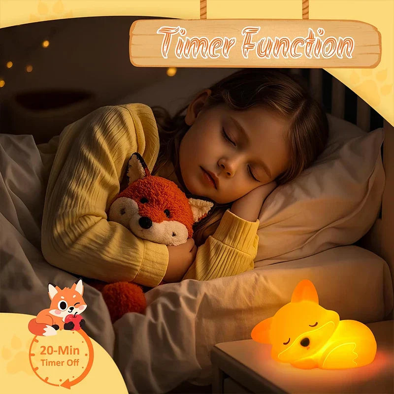 Lampe de nuit Fuchs en silicone | Rechargeable, dimmable & avec minuterie | Idée cadeau douce pour enfants & adultes