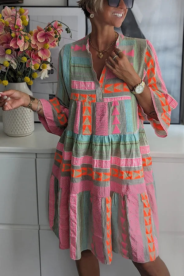 Ava™ - Robe d'été élégante à décolleté en V en coton et chanvre