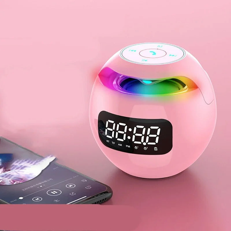 Haut-parleur de Réveil Bluetooth Multifonctionnel avec Affichage LED et Lampe de Nuit Colorée – Batterie de 2200mAh