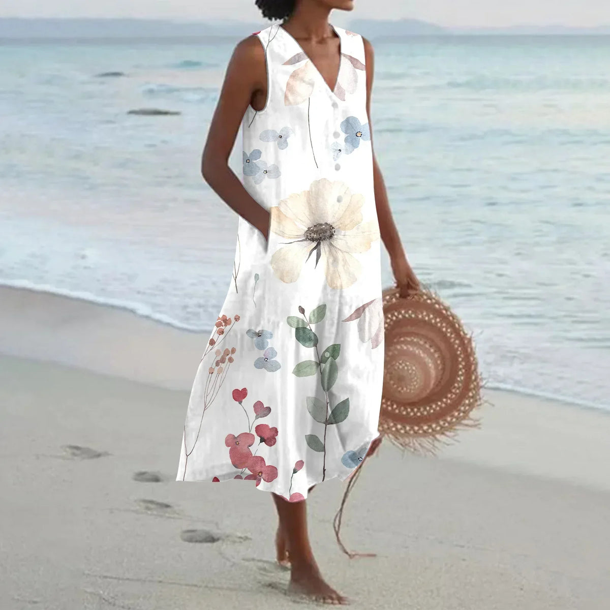 Cavi | Robe d'été sans manches avec imprimé floral
