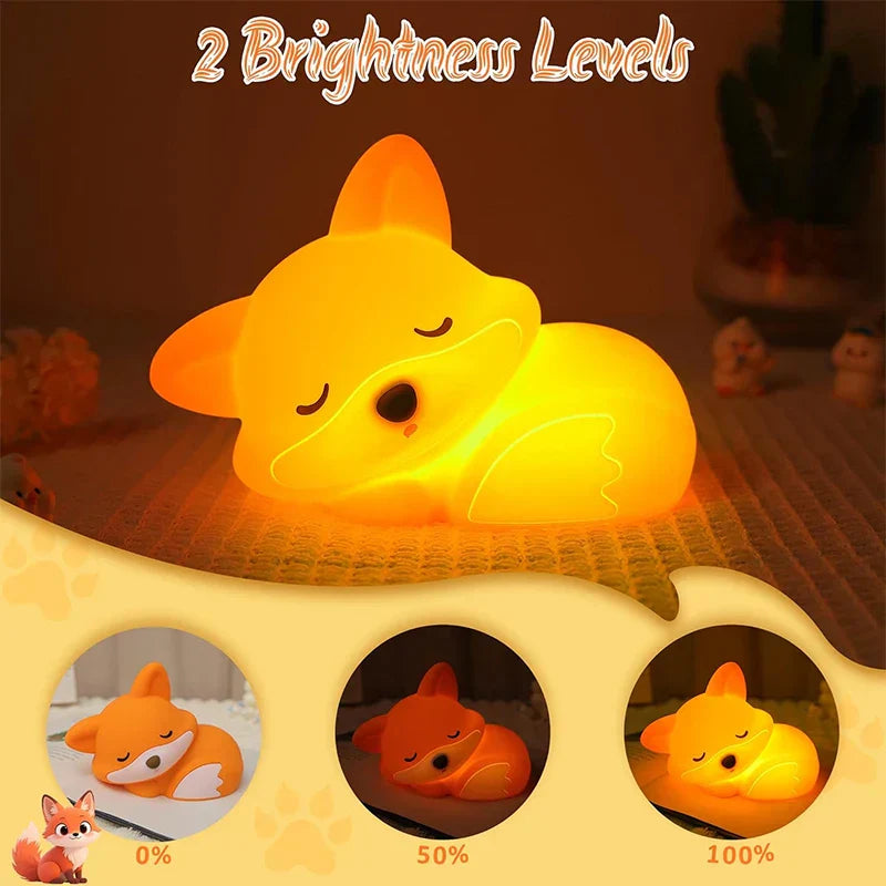 Lampe de nuit Fuchs en silicone | Rechargeable, dimmable & avec minuterie | Idée cadeau douce pour enfants & adultes