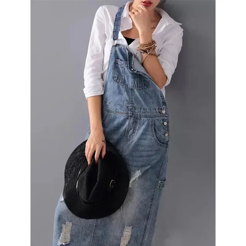 Olga | Robe à bretelles en denim décontractée