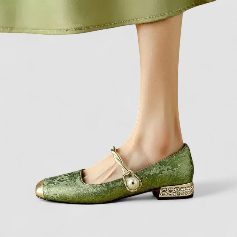 Chaussures à Talon Carré pour Femme avec Bout Carré et Paillettes Brillantes