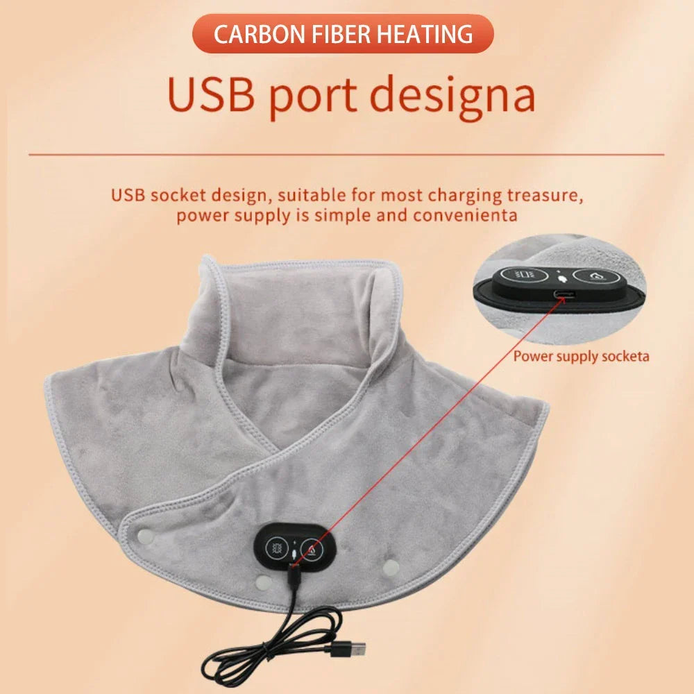 Coussin Chauffant pour le Cou et les Épaules avec Vibrations USB