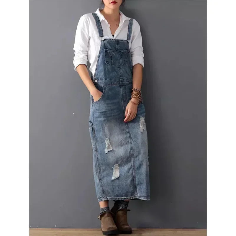Olga | Robe à bretelles en denim décontractée