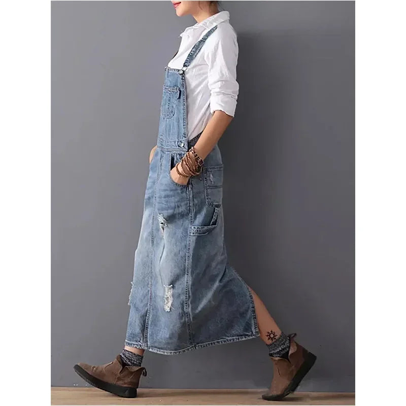 Olga | Robe à bretelles en denim décontractée
