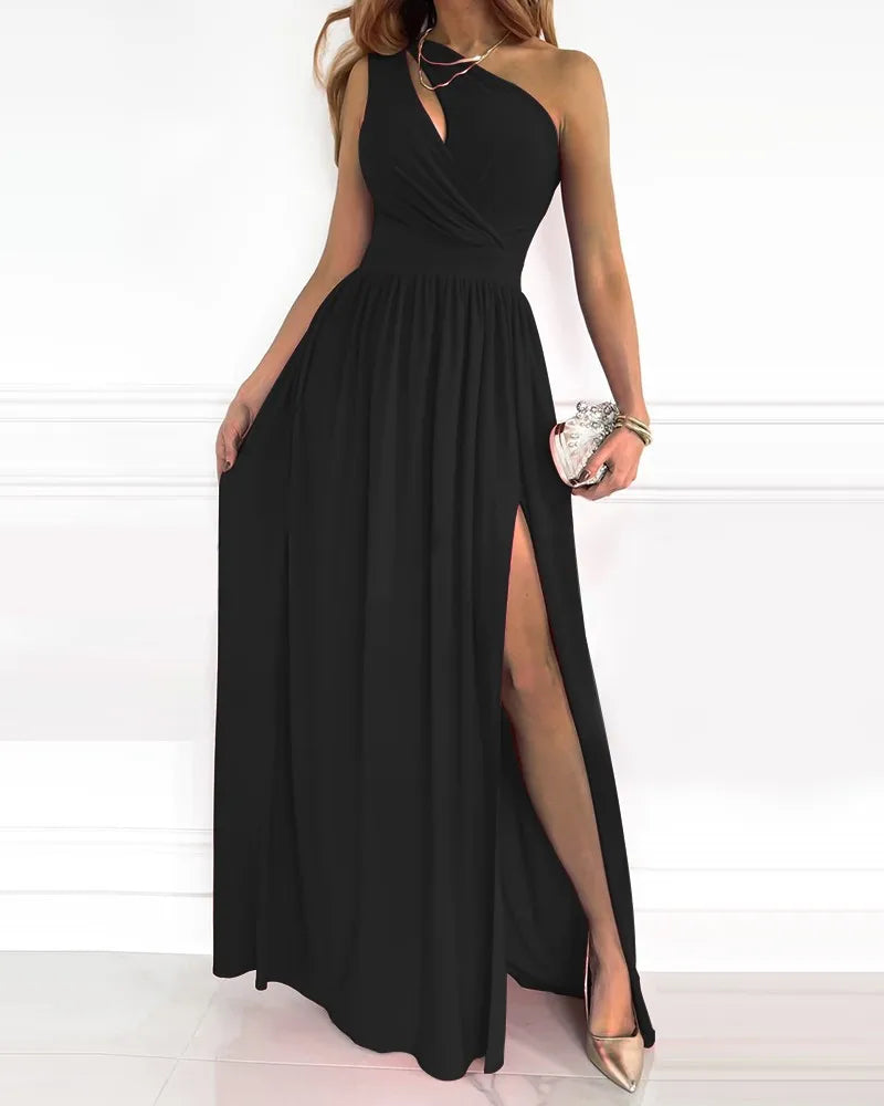 Robe maxi élégante à une épaule