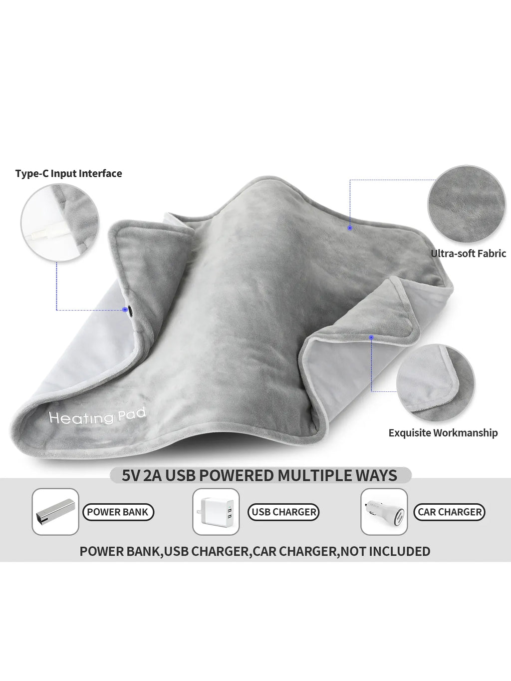 Mini Couverture Chauffante USB 5V – Coussin Chauffant Électrique 50 x 30 cm