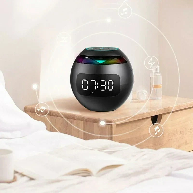 Haut-parleur de Réveil Bluetooth Multifonctionnel avec Affichage LED et Lampe de Nuit Colorée – Batterie de 2200mAh