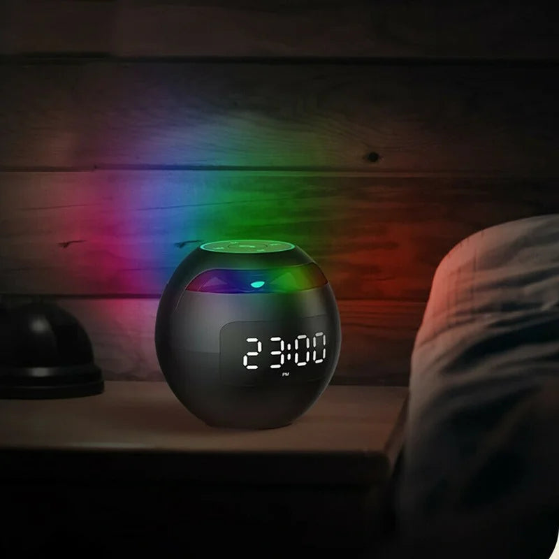Haut-parleur de Réveil Bluetooth Multifonctionnel avec Affichage LED et Lampe de Nuit Colorée – Batterie de 2200mAh
