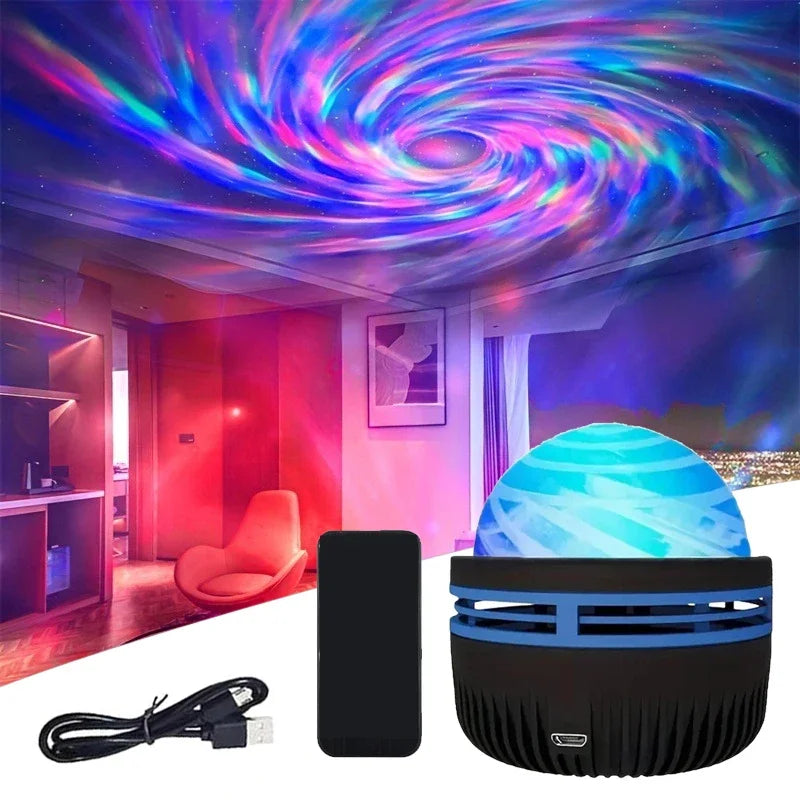 Projecteur d'Aurore Boréale Polariva avec Synchronisation Musicale et Télécommande pour Éclairage Ambiant RGB