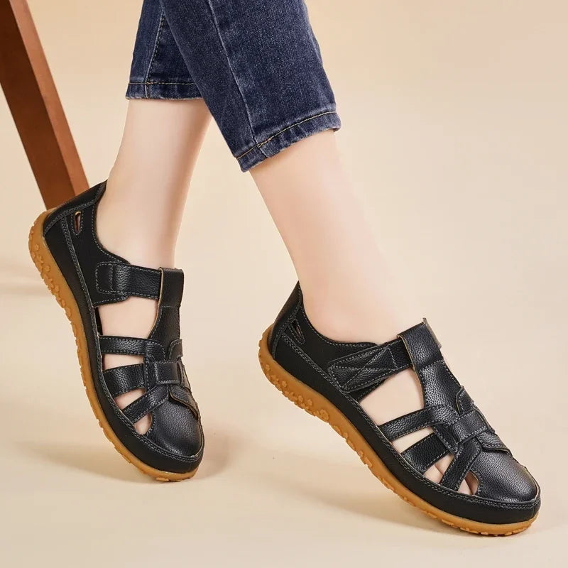 Sandales plates confortables avec lanières pour femmes