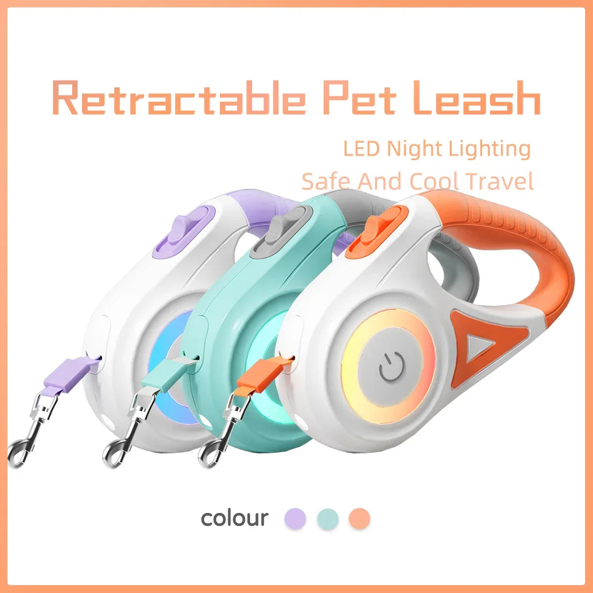 Ligne LED pour chien LumiLeash FlexiLight | Ligne rétractable avec éclairage | Longueur de 3 m & 5 m | Pour chiens & chats jusqu'à 35 kg