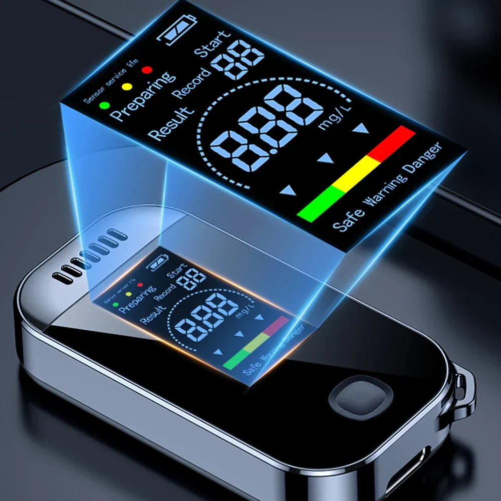 Testeur d'Alcool Numérique Compact avec Écran LCD – Testeur d'Alcool Rechargeable par USB pour des Mesures Précises