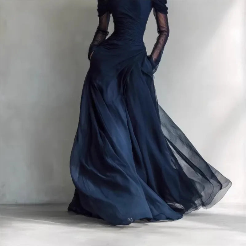 Roulona | Robe de soirée sans épaules avec manches transparentes