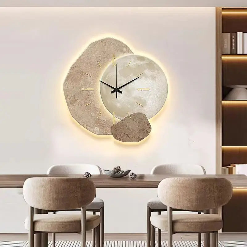 Horloge Murale Luxe Scandinave – Design Moderne avec Éclairage
