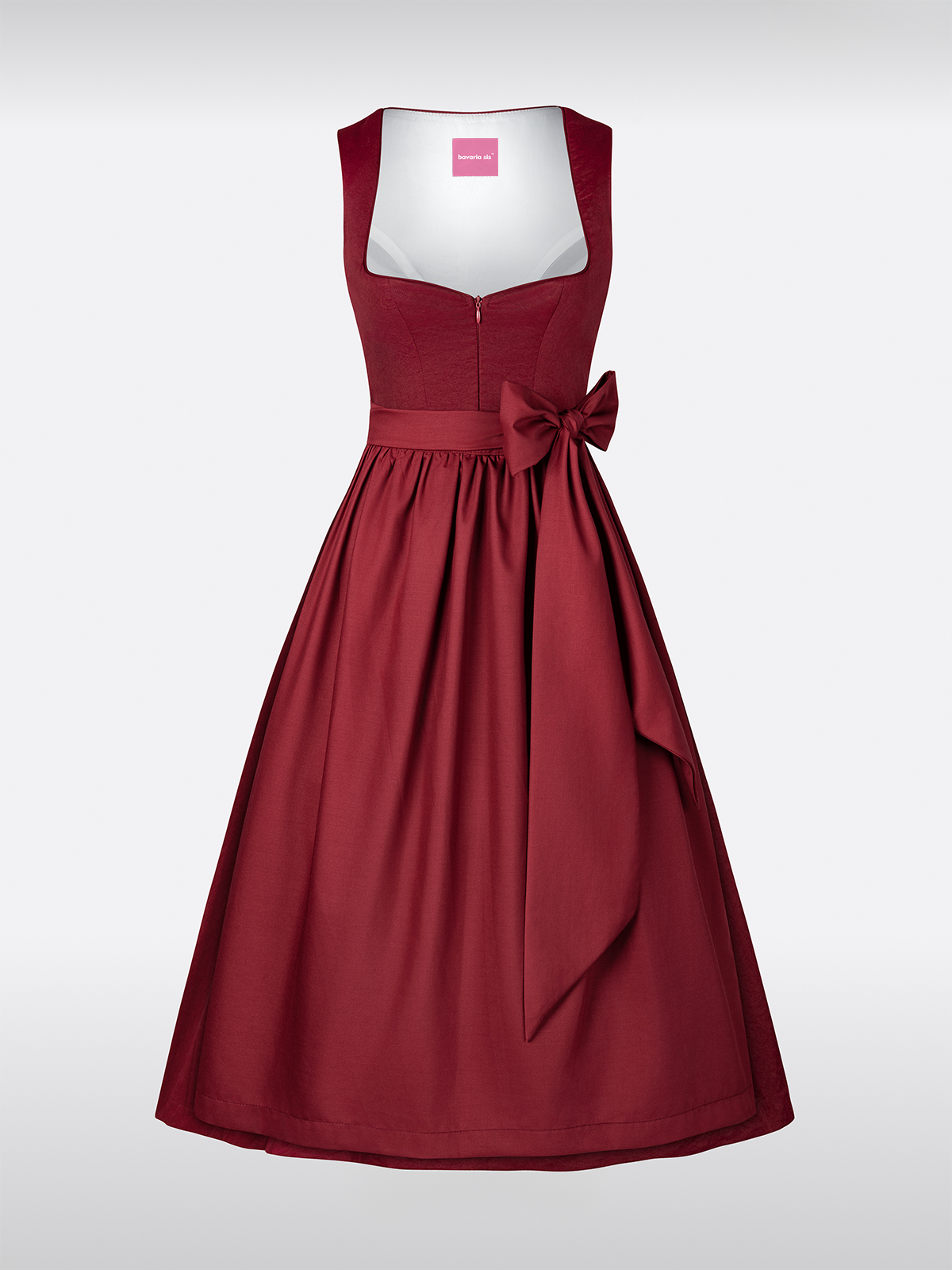 Robe Dirndl Traditionnelle Rouge à Décolleté en Cœur