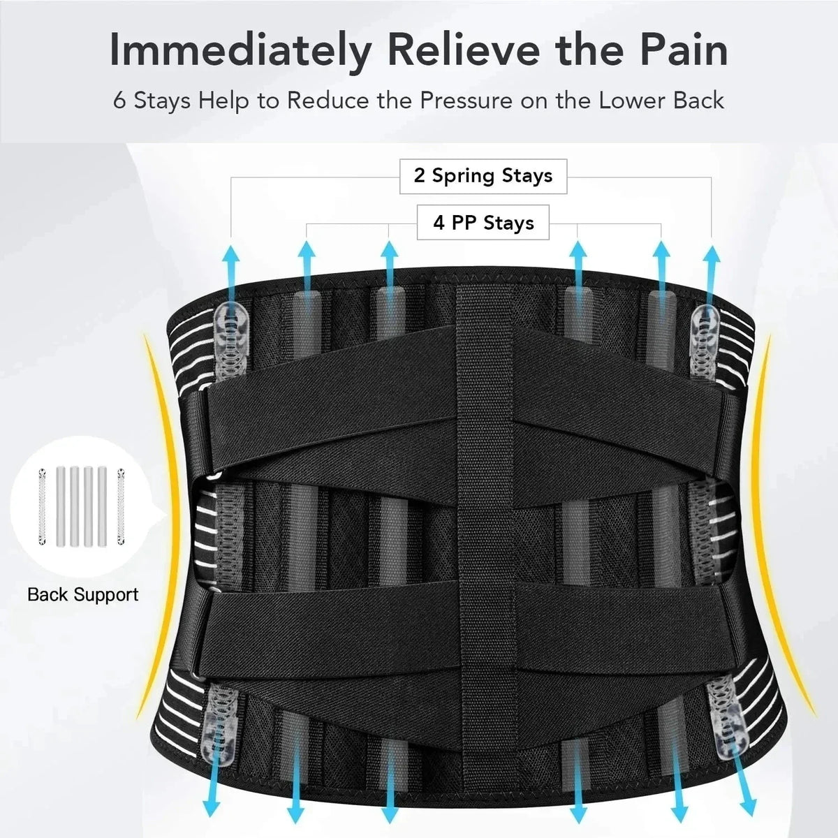 Ceinture de soutien lombaire respirante avec support à 360° et aluminium à mémoire