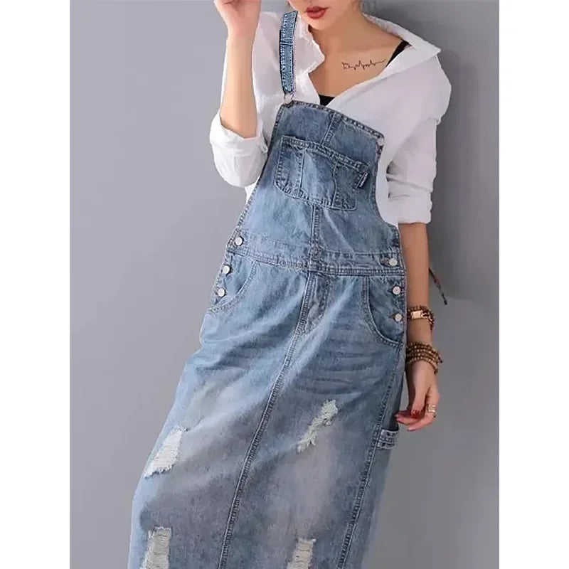 Olga | Robe à bretelles en denim décontractée
