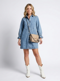 Sabine | Robe Chemise en Jean à Manches Longues avec Boutonnage